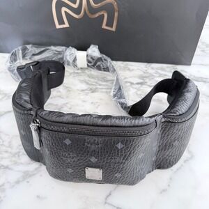 MCM Black Visetos Belt Bag